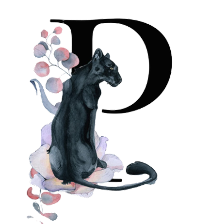 a stylized panther representing the spirit animal associated with cacao and the business owner.