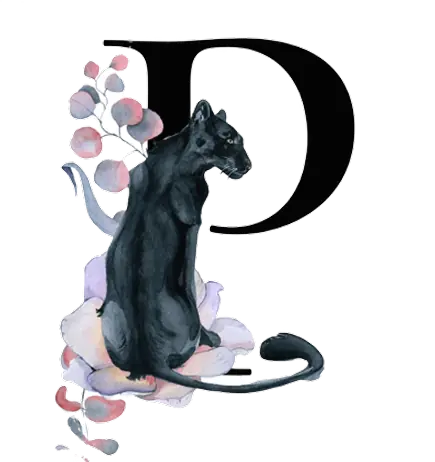 a stylized panther representing the spirit animal associated with cacao and the business owner.